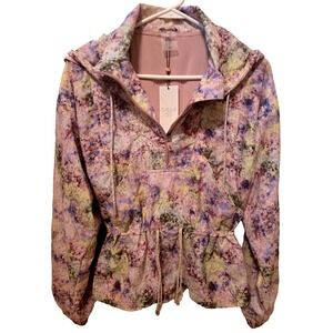 Calia Hooded Windbreaker Women's XS Eden Print Olive‎ NWT